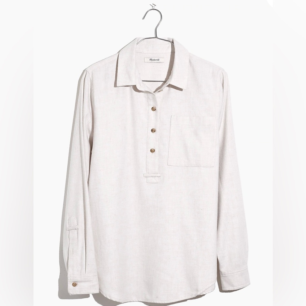 NWT Madewell Flannel Classic Ex Boyfriend Popover Shirt- MEDIUM